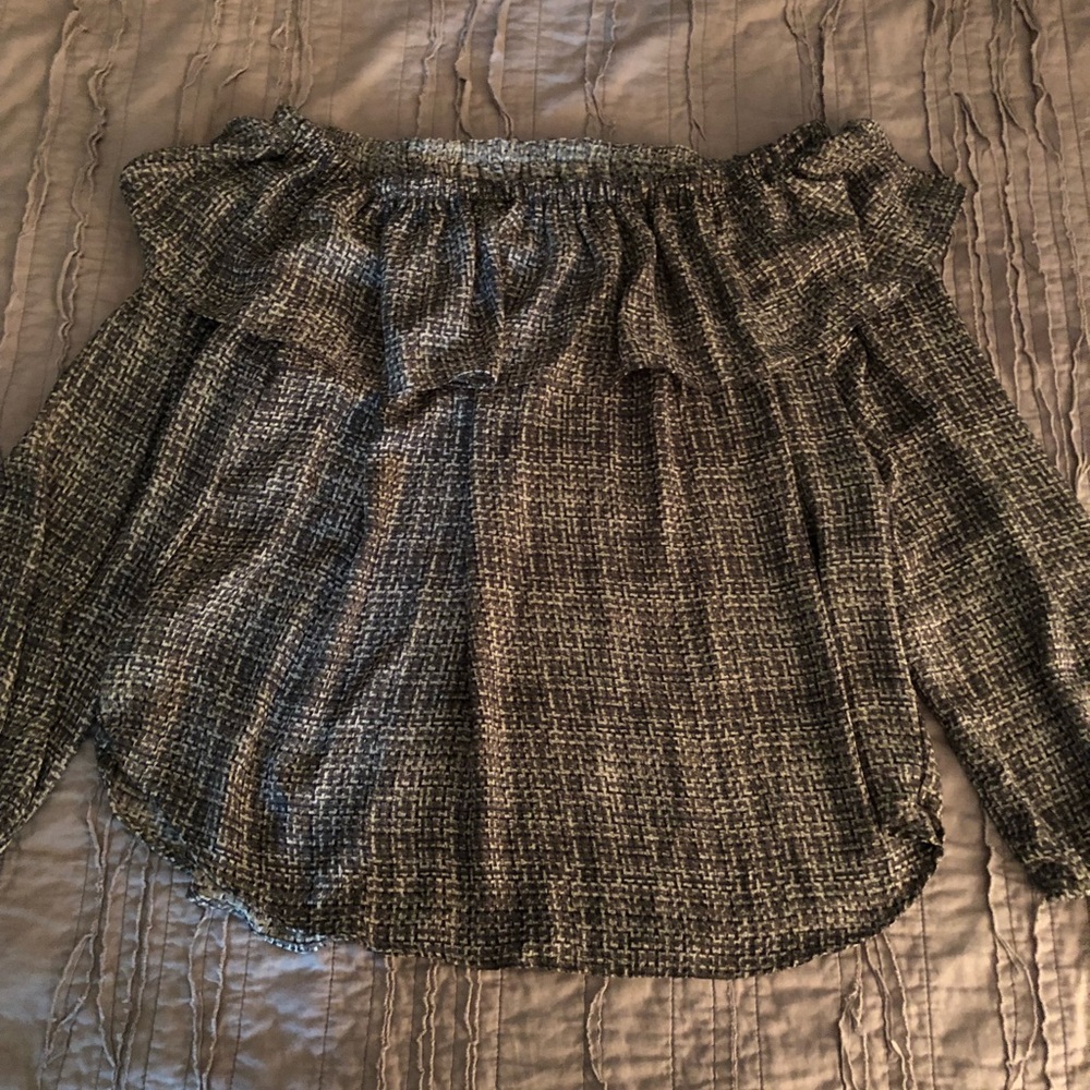 Ann Taylor Blouse Medium Green/ Black